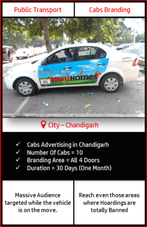 Advertising on moving cabs in Chandigarh, Panchkula and Mohali