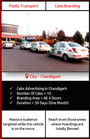Advertising on Moving Cabs in Chandigarh, Panchkula and Mohali
