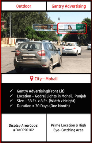 Gantry advertising at Godrej Lights In Mohali, Punjab(Outdoor Harding and billboard advertising)