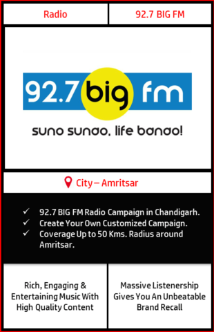 Radio advertising on 92.7 Big FM Amritsar