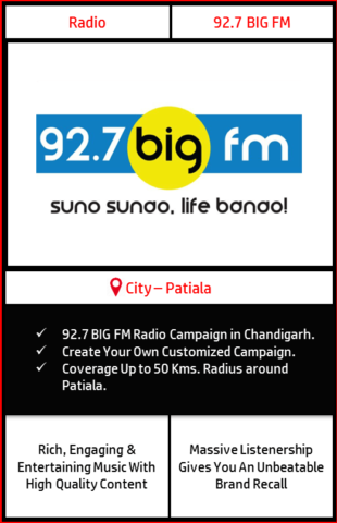 Radio advertising on 92.7 Big FM Patiala