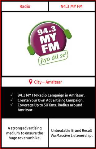 Radio advertising on 94.3 MY FM, Amritsar