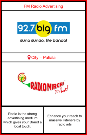 FM Radio advertising in Patiala | Radio Ads in Patiala| Patiala radio advertising | FM advertising on 92.7 Big FM Patiala| Radio Mirchi Advertising in Patiala