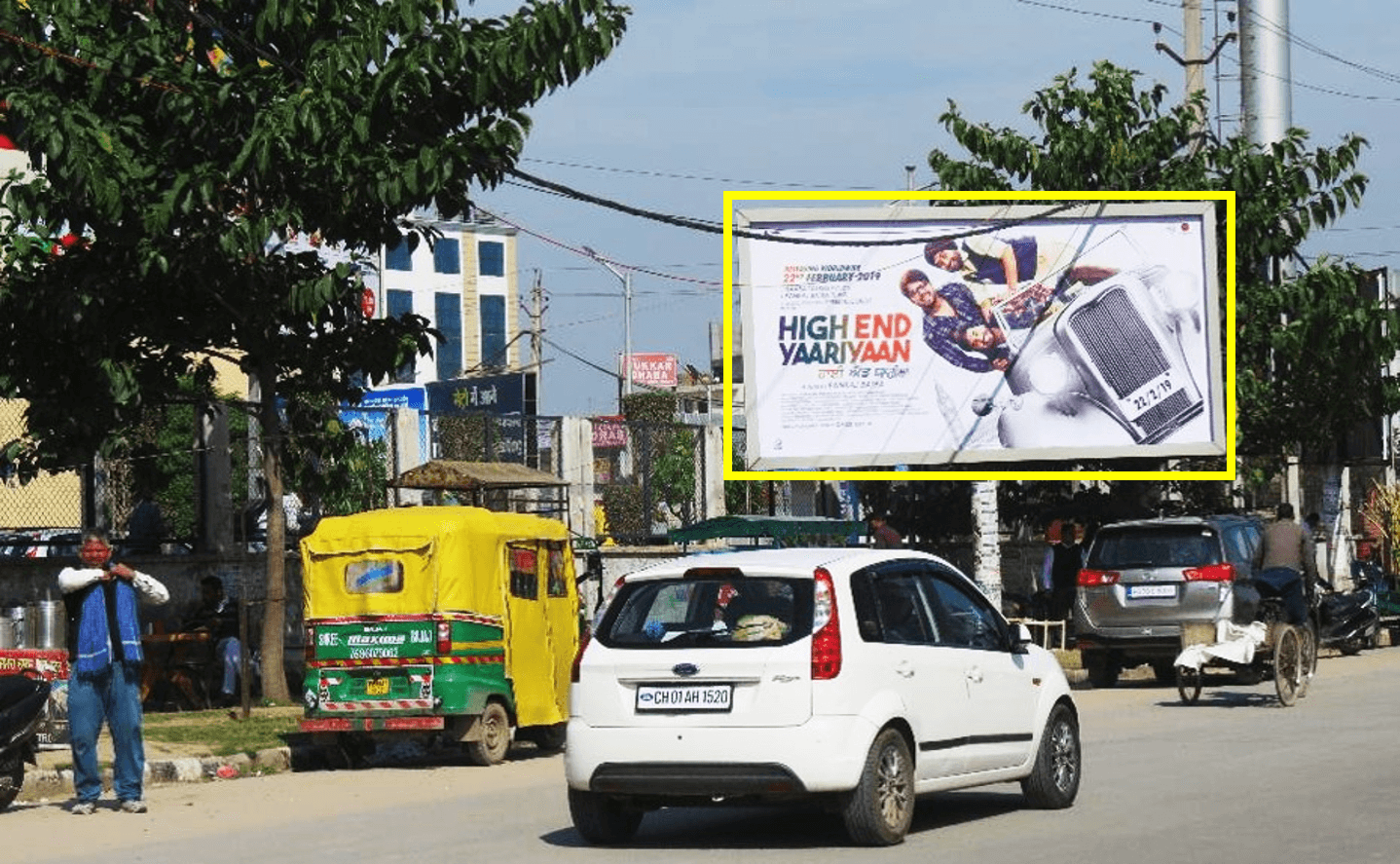 Unipole advertising at VIP Road, Metro Mall in Zirakpur, Punjab