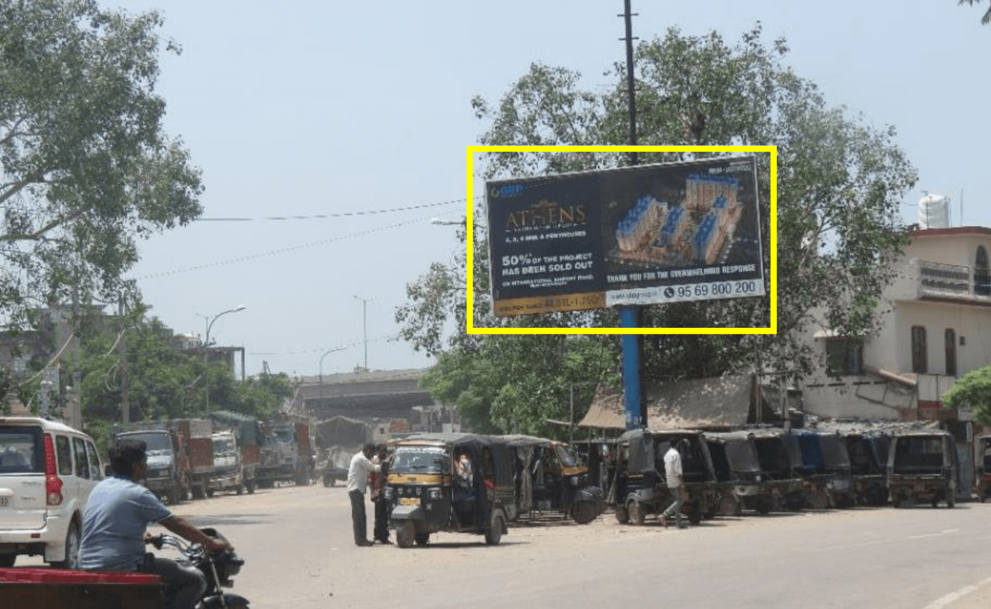 Unipole advertising at T Point Barwala Road, Derabassi