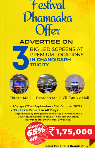 advertising in elante mall, advertising in bestech mall, advertising in vr punjab mall, led screen advertising in chandiharh