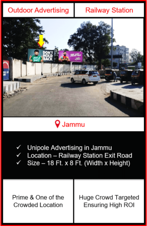 outdoor advertising in jammu, unipole advertising in jammu, railway station advertising in jammu