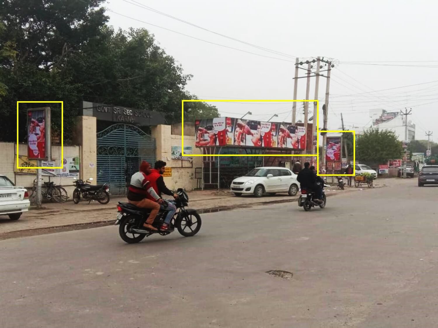 Option No.2 Bus Queue Shelter Branding at Outside Government Senior Secondary School Gate, Karnal