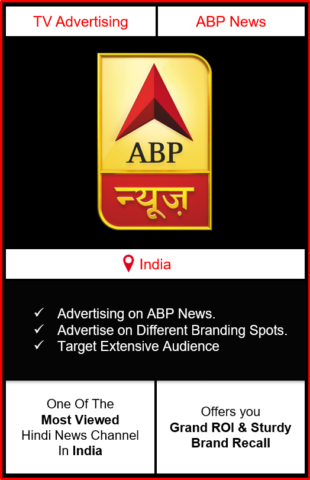 Advertising on ABP news channel, advertising on abp, advertising in abp news channel, ABP News Advertising