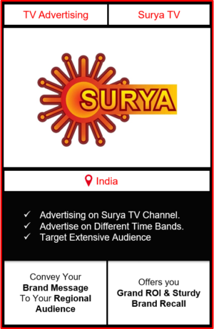 Advertising on surya tv channel, advertising on surya tv, advertising in surya tv, Surya TV Advertising, Surya TV ad