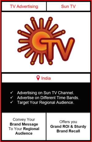 Advertising on sun tv channel, advertising on sun tv, advertising in sun tv, sun TV Advertising, Sun TV ad