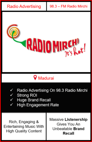 Radio Advertising in Madurai, advertising on radio in madurai, radio ads in madurai, advertising in madurai, radio mirchi advertising in Madurai on 98.3 fm