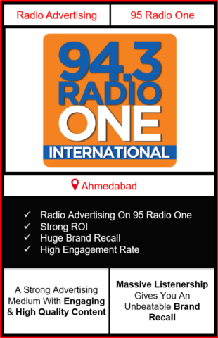 Radio Advertising in Ahmedabad, advertising on radio in Ahmedabad, radio ads in Ahmedabad, advertising in Ahmedabad, 94.3 RADIO ONE FM Advertising in Ahmedabad