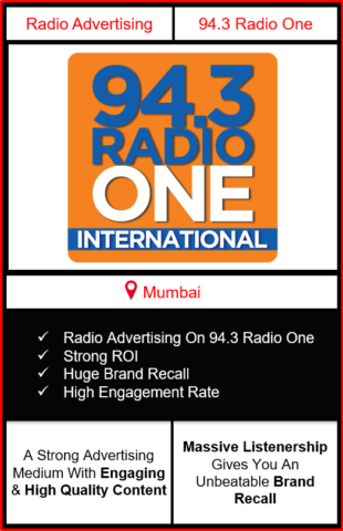 Radio Advertising in Mumbai, advertising on radio in Mumbai, radio ads in Mumbai, advertising in Mumbai, 94.3 RADIO ONE FM Advertising in Mumbai