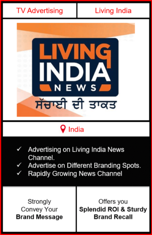 advertising on living india, advertising on living india news channel, living india advertising, ad on living india