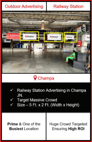 Advertising on champa railway station, advertising on railway station in champa Chhattisgarh, champa railway station branding, railway station advertising agency