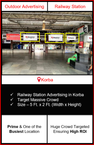 Advertising on korba railway station, advertising on railway station in korba Chhattisgarh, korba railway station branding, railway station advertising agency