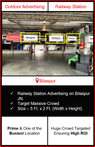 Advertising on bilaspur railway station, advertising on railway station in Chhattisgarh, bilaspur railway station branding, railway station advertising agency