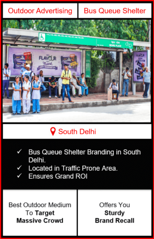 Bus queue shelter advertising in Delhi, BQS branding in South Delhi, outdoor advertising in Delhi, outdoor branding in Delhi, Bus Queue Shelter Advertising In South Delhi, outdoor advertising agency in delhi