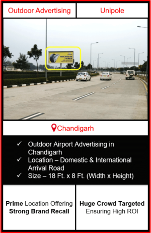 Outdoor airport advertising in chandigarh, outdoor airport branding in chandigarh, chandigarh unipole airport advertising, ooh advertising in chandigarh, outdoor airport advertising agency in chandigarh