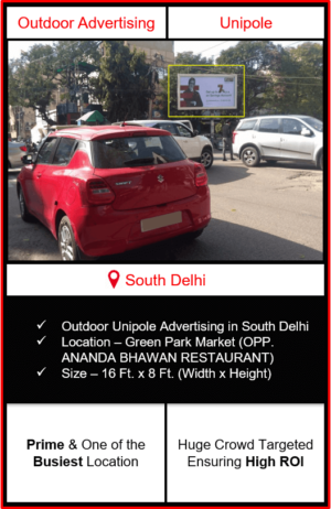 Outdoor advertising in south delhi, outdoor advertising in delhi, south delhi unipole advertising, ooh advertising in south delhi