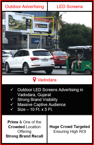 Outdoor Led Screen Advertising In Vadodara, big led screen advertising in vadodara, screen advertising in vadodara, digital advertising in vadodara, dooh advertising in vadodara