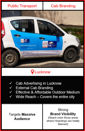 cabs advertising in lucknow, cab branding in lucknow, advertising on cabs in lucknow, cab branding, cab advertising