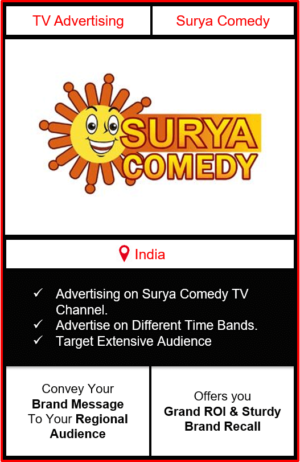 surya comedy advertising, ad on surya comedy, advertising on surya comedy, surya comedy advertising agency