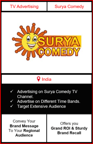 surya comedy advertising, ad on surya comedy, advertising on surya comedy, surya comedy advertising agency