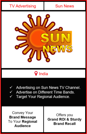 sun news advertising, advertising on sun news tv channel, ad on sun news, branding on sun news, sun news advertising agency