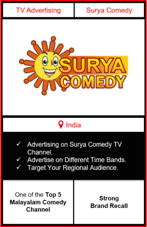 surya comedy advertising, ad on surya comedy, advertising on surya comedy, surya comedy advertising agency