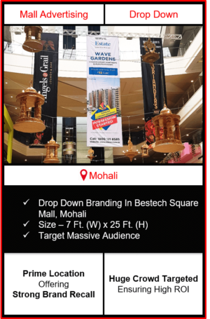 advertising in bestech sqaure mall, dropdown branding bestech mall mohali, advertising in bestech mall, advertising agency in mohali