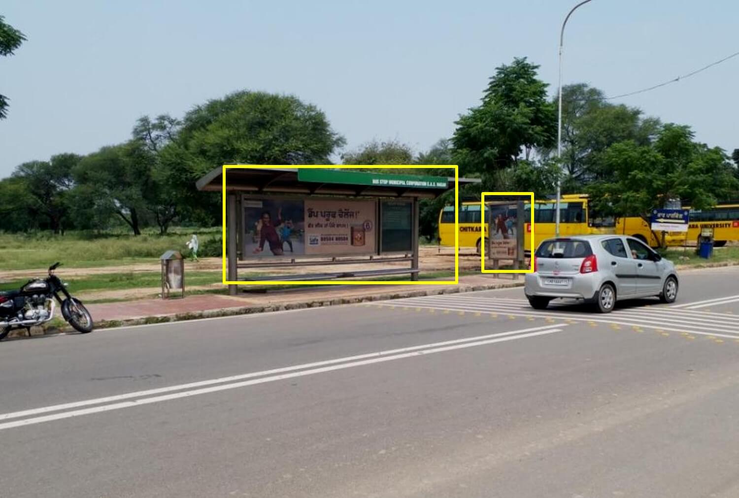 Option No.2 Bus Queue Shelter Advertising at Phase 8 Near Fortis Heart Hospital, Mohali
