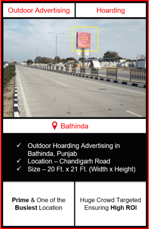 outdoor advertising in bathinda, hoarding advertising in bathinda, outdoor branding in bathinda