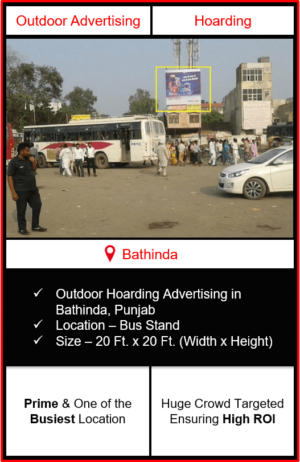 outdoor advertising in bathinda, hoarding advertising in bathinda, outdoor branding in bathinda