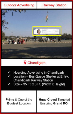 hoarding advertising in chandigarh, railway station advertising in chandigarh, advertising at chandigarh railway station, railway station bqs branding in chandigarh, best advertising agency in chandigarh