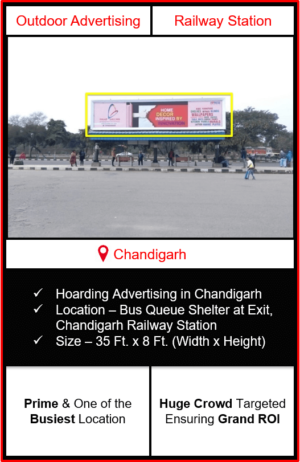 hoarding advertising in chandigarh, railway station advertising in chandigarh, advertising at chandigarh railway station, railway station bqs branding in chandigarh, best advertising agency in chandigarh