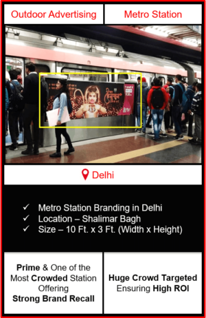 advertising on metro station, advertising on shalimar bagh metro station, metro station branding in delhi, delhi metro branding