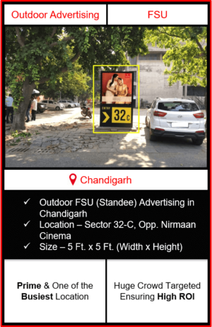 outdoor advertising in chandigarh, fsu branding in chandigarh, outdoor advertising in sector 32, advertising agency in chandigarh, advertising near nirmaan cinema sector 32