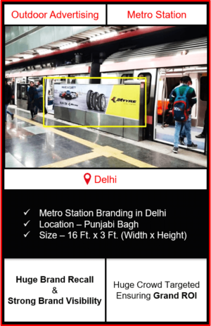 advertising on metro station, advertising on punjabi bagh metro station, metro station branding in delhi, delhi metro branding