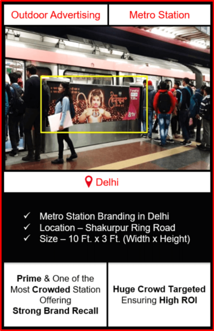 advertising on metro station, advertising on Shakurpur Ring Road metro station, metro station branding in delhi, delhi metro branding