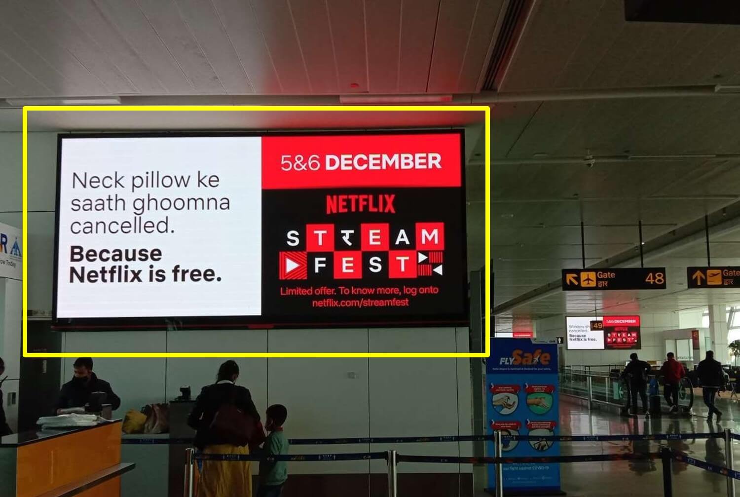 Advertising On Digital LED Screens at Terminal 3 Domestic Departure Boarding Gates at International Airport