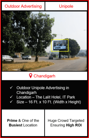 outdoor advertising in chandigarh, outdoor unipole advertising in chandigarh, advertising in it park chandigarh, unipole branding in it park chandigarh