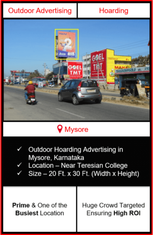 Outdoor hoarding advertising in Mysore, outdoor advertising in Mysore, hoarding advertising in Mysore, Mysore outdoor ads agency, advertising agency in Mysore, Karnataka