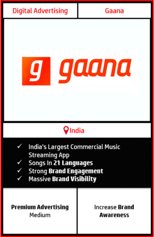 gaana app advertising, advertising on gaana, gaana app advertising rates, gaana advertising agency, how to advertise on gaana app