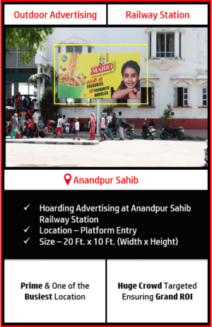 outdoor hoarding advertising in anandpur sahib, anandpur sahib railway station advertising, outdoor advertising in anandpur sahib