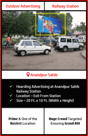outdoor hoarding advertising in anandpur sahib, anandpur sahib railway station advertising, outdoor advertising in anandpur sahib