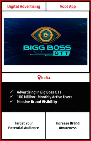 advertising in big boss, advertising on voot app, big boss advertisement, advertising on big boss, voot app advertising rates, big boss advertising agency