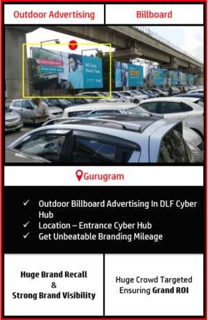 outdoor advertising in dlf cyber hub, advertising in cyber hub in gurgaon, unipole advertising in cyber hub