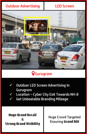 led screen advertising in gurugram, outdoor advertising in gurgaon, advertising in cyber city gurgaon, digital screen branding in cyber city gurugram